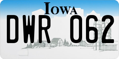 IA license plate DWR062