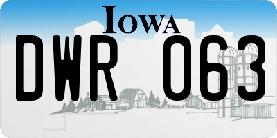 IA license plate DWR063