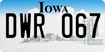 IA license plate DWR067