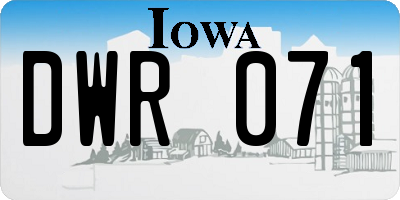 IA license plate DWR071