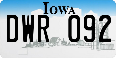 IA license plate DWR092
