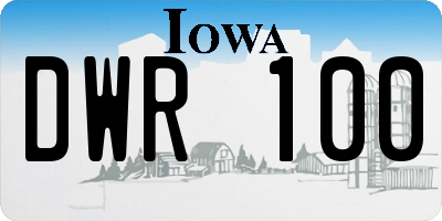 IA license plate DWR100