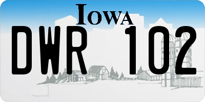 IA license plate DWR102