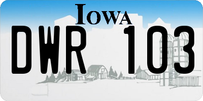 IA license plate DWR103