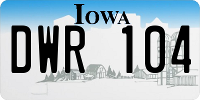 IA license plate DWR104