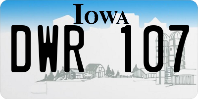 IA license plate DWR107