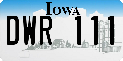IA license plate DWR111