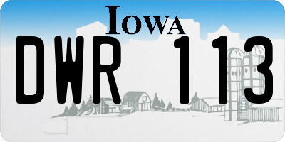 IA license plate DWR113
