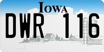IA license plate DWR116