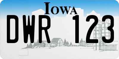 IA license plate DWR123