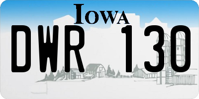 IA license plate DWR130