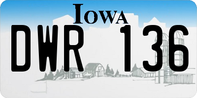 IA license plate DWR136