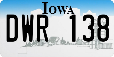 IA license plate DWR138