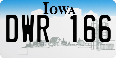 IA license plate DWR166
