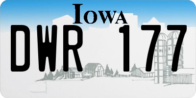 IA license plate DWR177