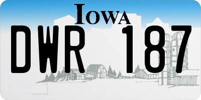 IA license plate DWR187
