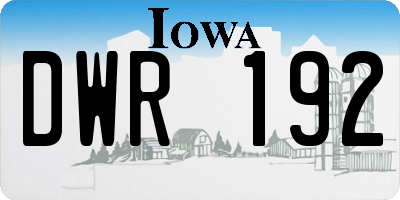 IA license plate DWR192