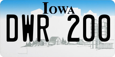 IA license plate DWR200