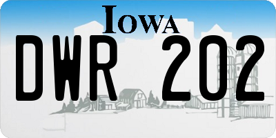 IA license plate DWR202