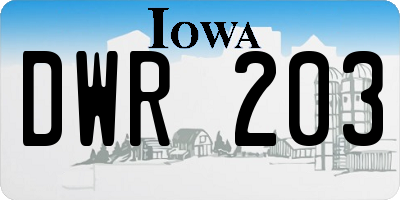 IA license plate DWR203