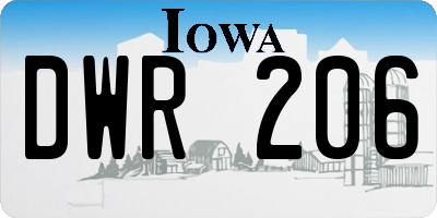 IA license plate DWR206