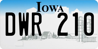 IA license plate DWR210