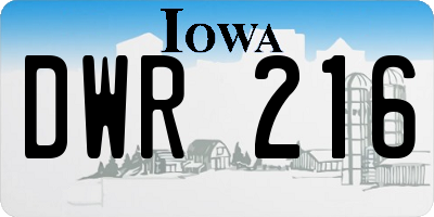 IA license plate DWR216