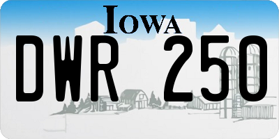 IA license plate DWR250