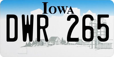 IA license plate DWR265