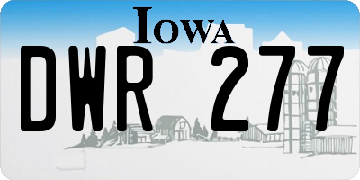 IA license plate DWR277