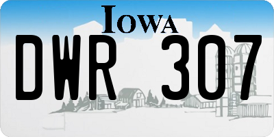IA license plate DWR307