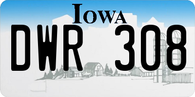 IA license plate DWR308