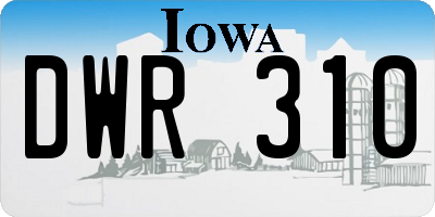 IA license plate DWR310