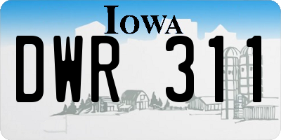 IA license plate DWR311