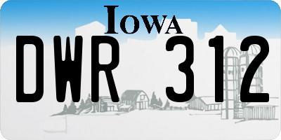 IA license plate DWR312