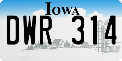 IA license plate DWR314