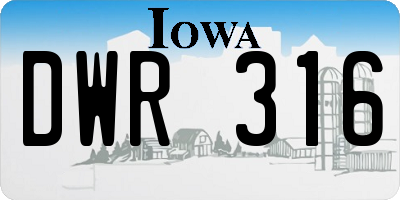 IA license plate DWR316