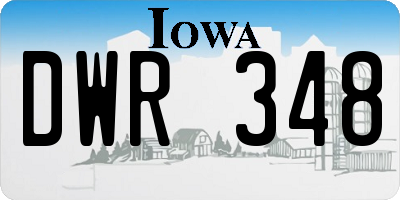 IA license plate DWR348