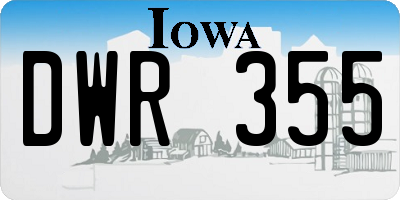 IA license plate DWR355