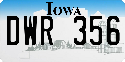 IA license plate DWR356