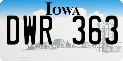 IA license plate DWR363