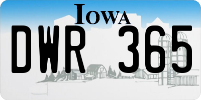 IA license plate DWR365