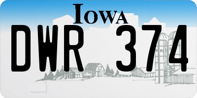IA license plate DWR374