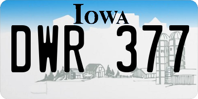 IA license plate DWR377