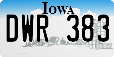IA license plate DWR383