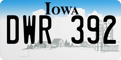 IA license plate DWR392