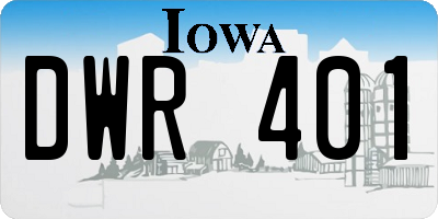 IA license plate DWR401