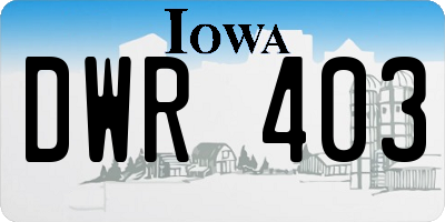 IA license plate DWR403