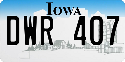 IA license plate DWR407