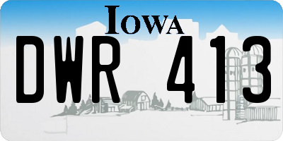 IA license plate DWR413